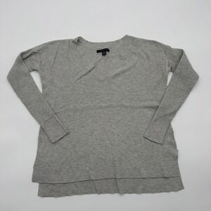 American Eagle Outfitters Womens Gray Ribbed V-Neck Light Weight Sweater XS